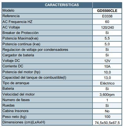 Planta Electrica 4.6Kva Diesel Motor Hi Energy 10Hp Arranque Electrico Dg5500Cle