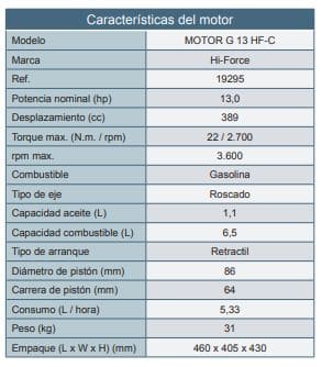 Motor Gasolina Cuñero 13Hp 3600Rpm Hi Force Motor G 13 Hf-C