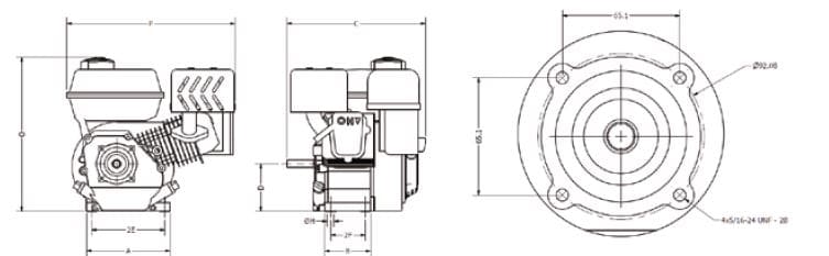 Motor Gasolina Cuñero 6.5Hp 3600Rpm Kohler Motor G 6.5 Kl-C