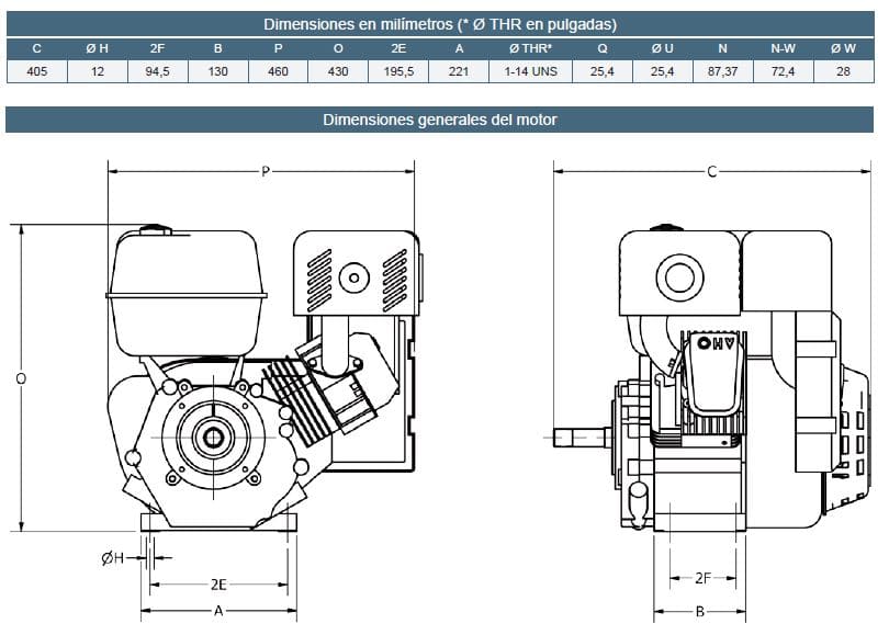 Motor Gasolina Roscado 13Hp 3600Rpm Hi Force Motor G 13 Hf-R