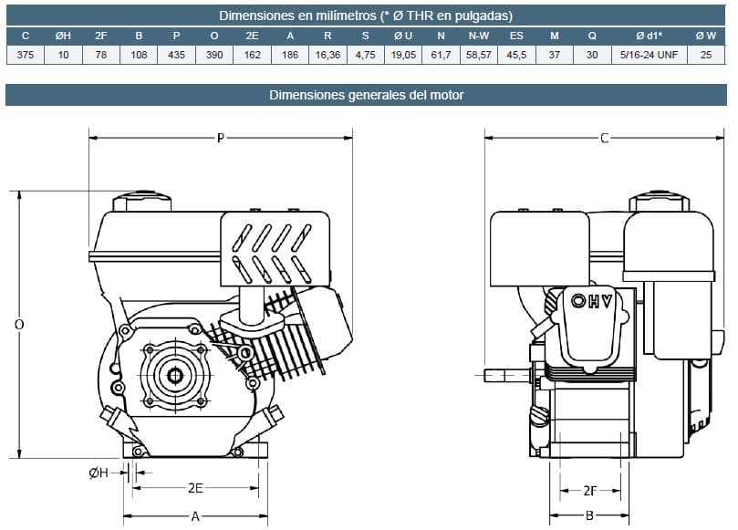 Motor Gasolina Cuñero 6.5Hp 3600Rpm Hi Force Motor G 6.5 Hf-C