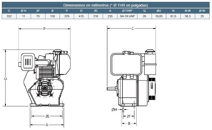 Motor Diesel Roscado 5Hp 3600Rpm Hi Force Motor D 5 Hf-R