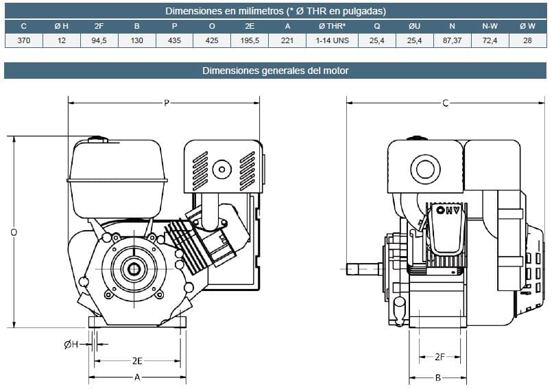 Motor Gasolina Roscado 9Hp 3600Rpm Hi Force Motor G 9 Hf-R