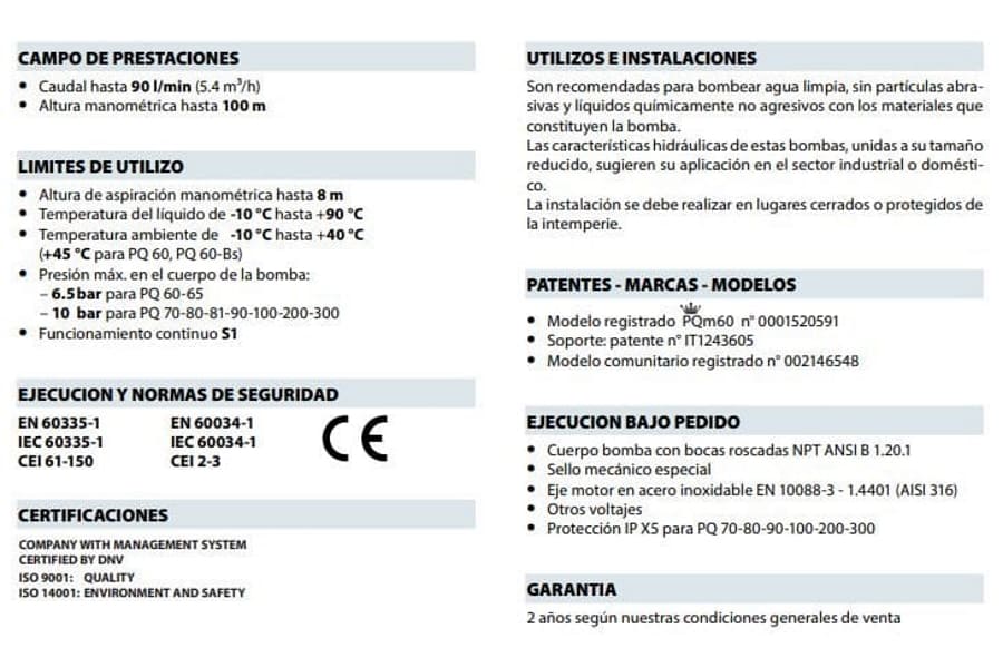 Motobomba Periferica 0.5Hp 110V 1F 1X1" Pedrollo Pqm60