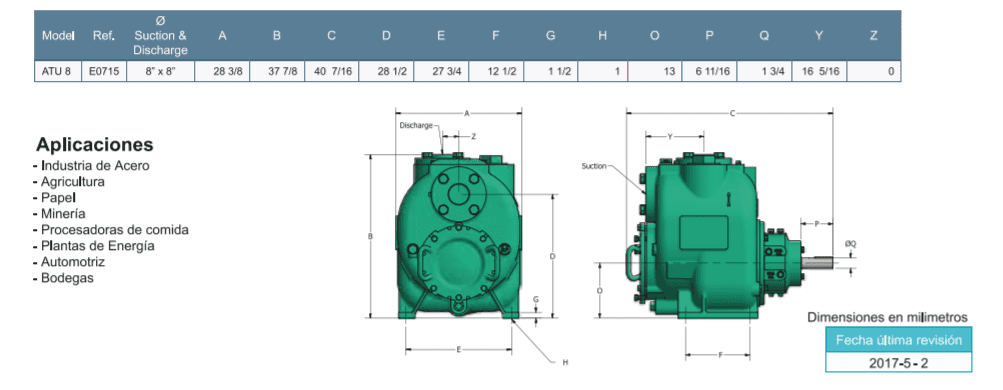 ATU 8 / Motobomba Barnes Autocebante Eje Libre / 6x8"