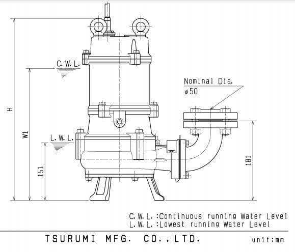 50Nh21.5 / Motobomba Sumergibles An 2Hp 3F 220V 2" Tsurumi