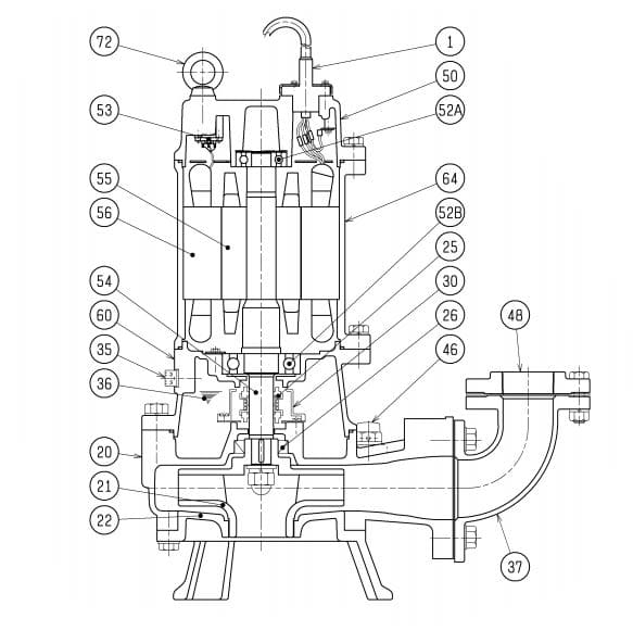 50Nh21.5 / Motobomba Sumergibles An 2Hp 3F 220V 2" Tsurumi