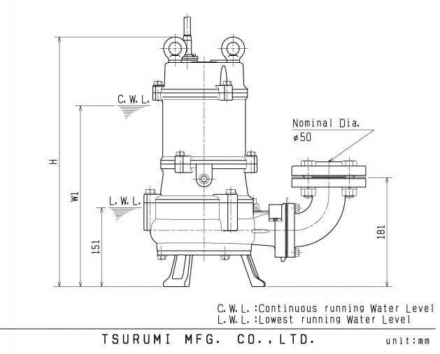 Motobomba Sumergible 3Hp 220-440V 3F 2" Tsurumi 50Nh22.2