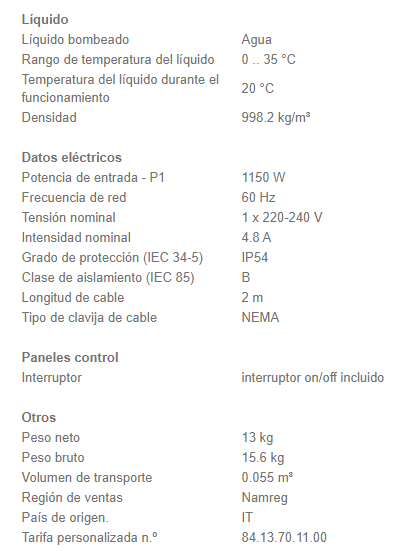 96860207 / Motobomba Autocebante 1Hp 1F 220 Mq345 A.I.Grundfos