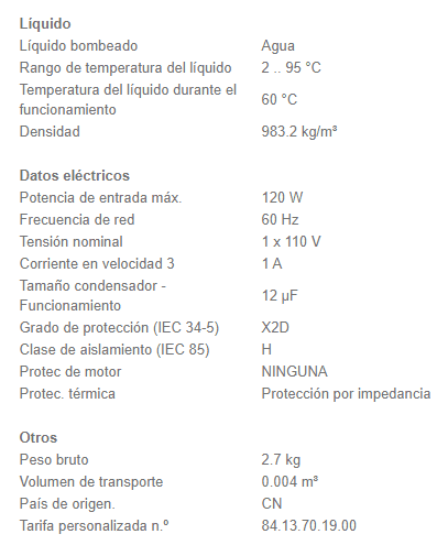 59539518 / Bomba Reforzadora Grundfos 115V Upa1590-160