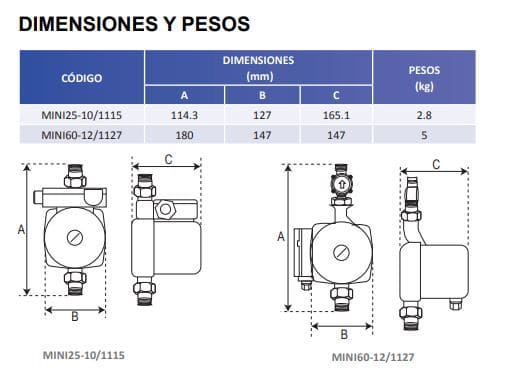 Mini60-12/1127 / Motobomba Presurizadora  1F 110V 1/3" Altamira Mini Smart