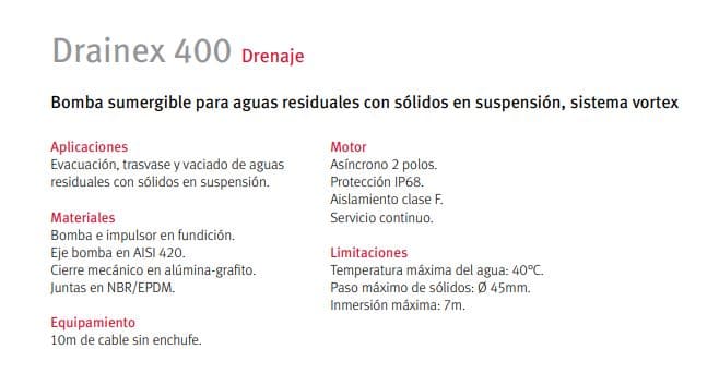 Drainex401/3230  / Motobomba Sumergible Drainex401/3230 Drainex