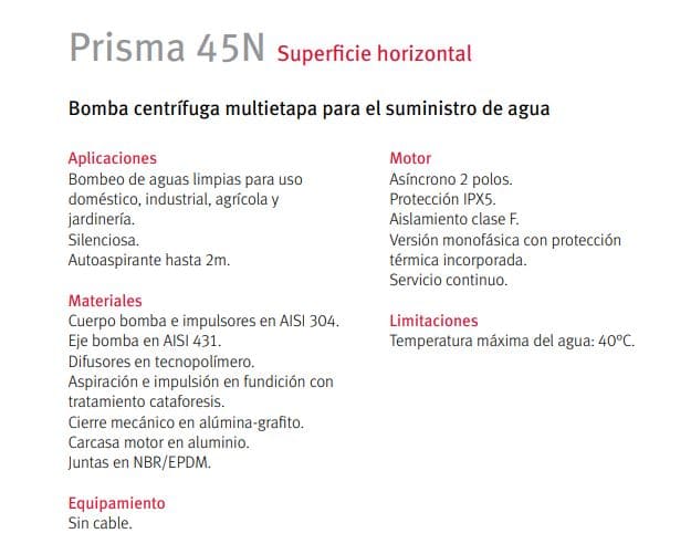 Prisma45N-2/1220 / Motobomba Centrifuga Prisma45N-2/1220 Prisma