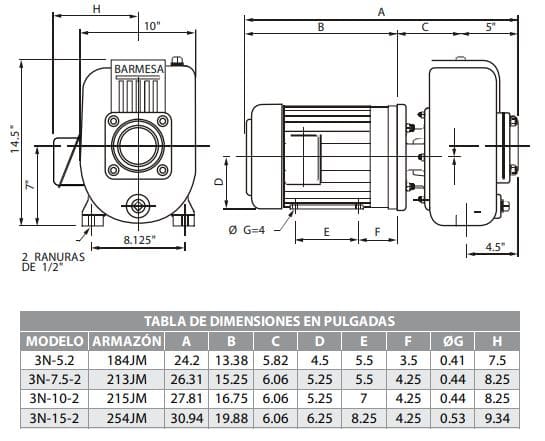 Motobomba Autocebante 5Hp 220V 1F 3x3" Barmesa 3N-5-2-1 TE1BFOXO 61030129