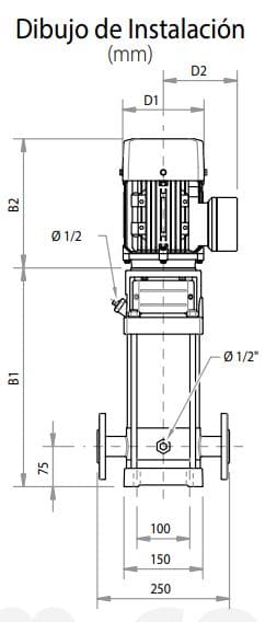 70120012 / Motobomba Multietapas V 2Hp 3F 220V  Bmv2-70-203