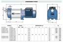 Motobomba Multietapas H 2Hp 220-440V 3F 1.25X1" Pedrollo Plurijet6/90-N