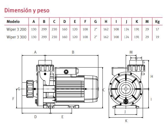 Wiper3 200/1230      / Bomba Piscina 2Hp 1F 230V Wiper3 200/123 Espa