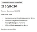 96160158 / Motobomba Lapicero 3" 2.5Hp 200/240V 1F Sq15