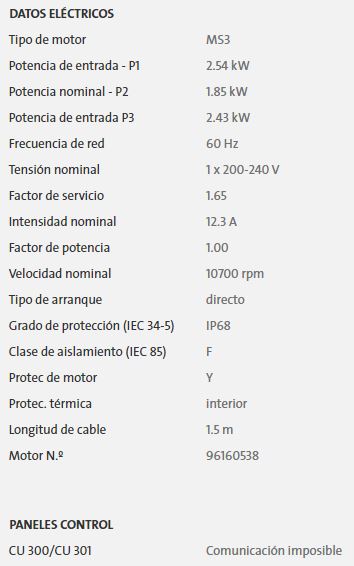 96160158 / Motobomba Lapicero 3" 2.5Hp 200/240V 1F Sq15