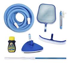 [90859]  Kit Aseo Piscina: Carro Aspirador 8 ruedas, Cepillo 18" Comparador Nasa y Termometro Boda Plastic 90859