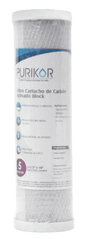 [PKCCTO2.5X10X5] Filtro De Carbón Activado Block 2.5"X10"X 5 Micra Pkccto2.5X10X5