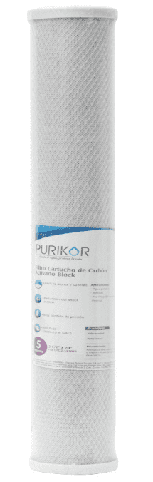 Filtro De Carbón Activado Block 2.5"X 20"X 5 Micra Pkccto2.5X20X5