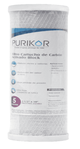 [PKCCTO4.5X10X5]  Filtro de Carbón Activado Block 4.5" x 10" x 5 Micra PKCCTO4.5X10X5 
