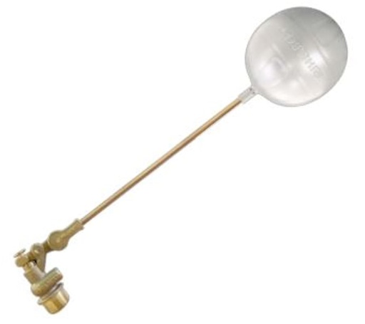 [HKLP012NA] Valvula Flotadora Rosca Macho Completa 1/2" Laton Bola Plastica Blanca Helbert Hklp012Na
